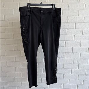 White House Black Market The Skinny Ankle Jeans Beads Sequin Embellished Sz 14S